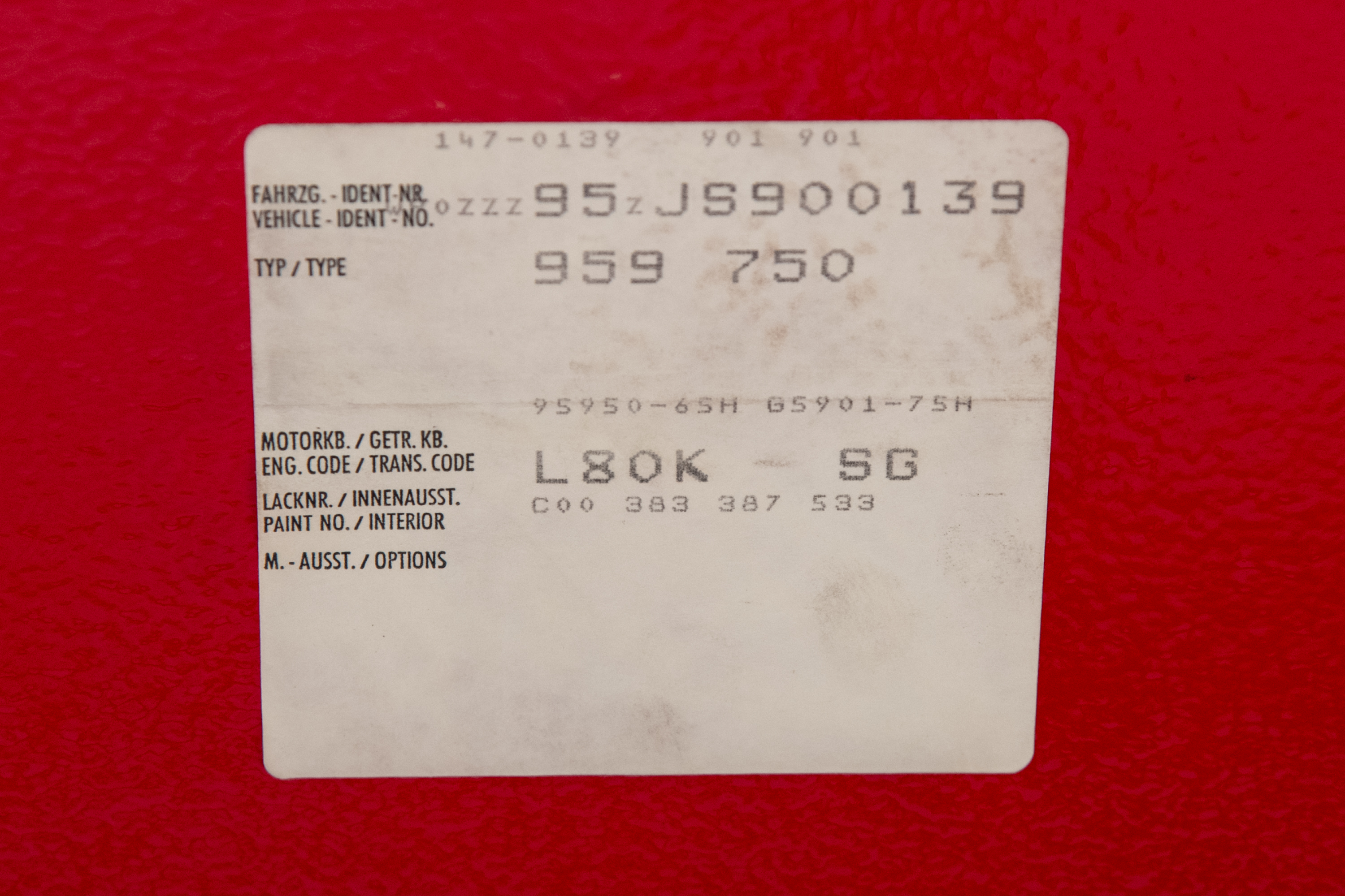 1988 Porsche 959 1988 Porsche 959 , GUARDS RED, VIN WP0ZZZ95ZJS900139, MILEAGE 8578