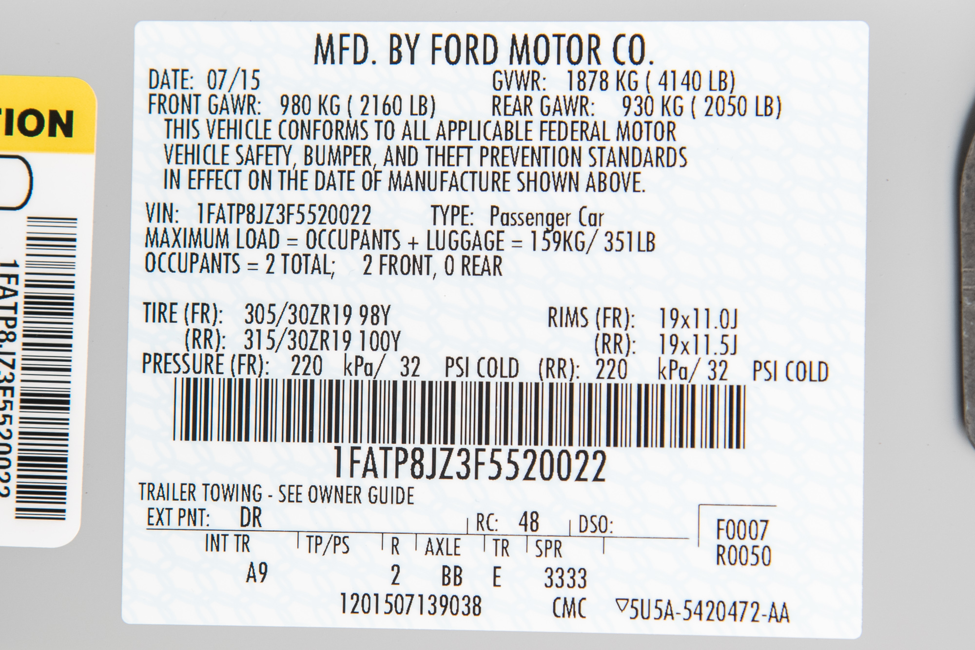 2015 Ford Mustang Shelby GT350R , AVALANCHE GREY, VIN 1FATP8JZ3F5520022, MILEAGE 473